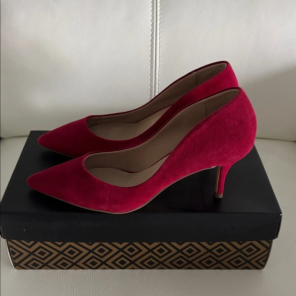NIB CHARLES BY CHARLES DAVID Addie suede Pump 6.5M in Scarlett Red